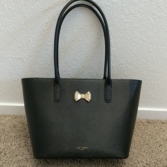 Ted Baker Curved Bow Small Zip Shopper Bag - Black - Picture 5 of 7